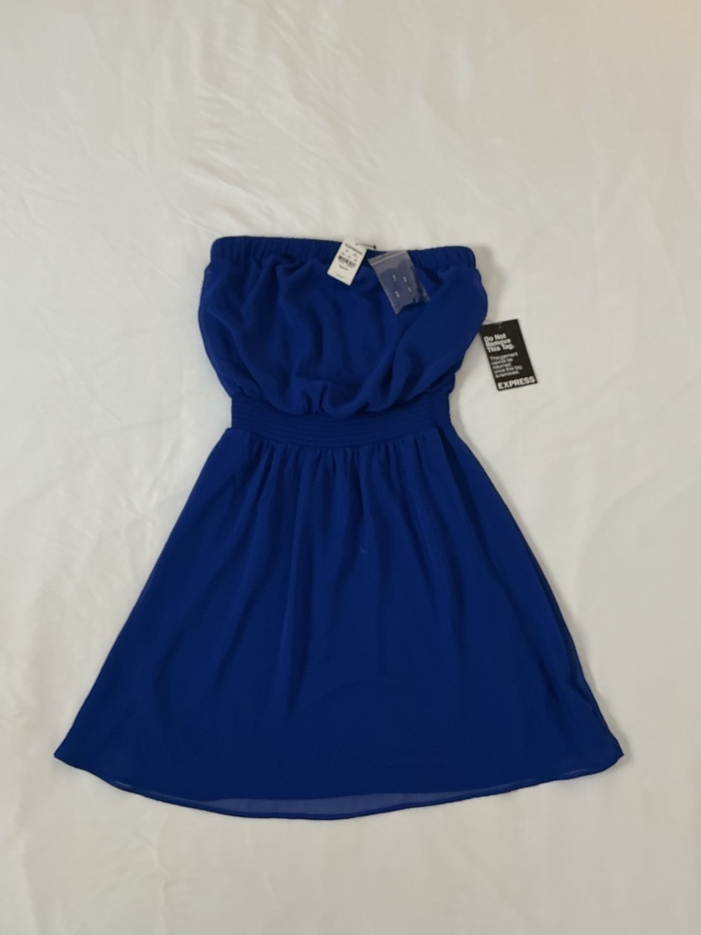 Express Royal Blue Strapless Dress XS NWT | Elastic Waist | Flowy Summer Style
